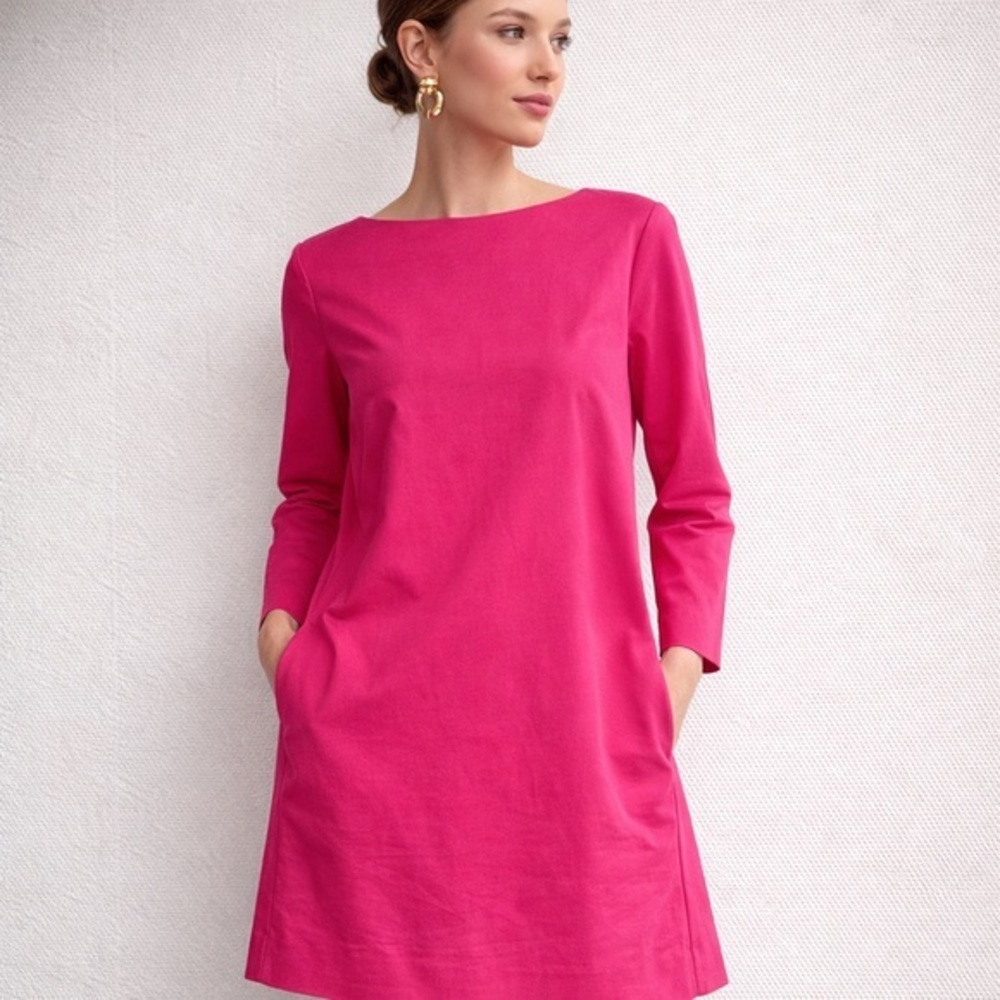 COS Cotton Pink Voluminous Long Sleeve Mini Dress M (8)